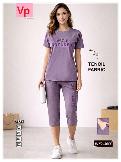 2503 Design 5055 Vp Tencil Capri Night Suits Supplier Gujarat