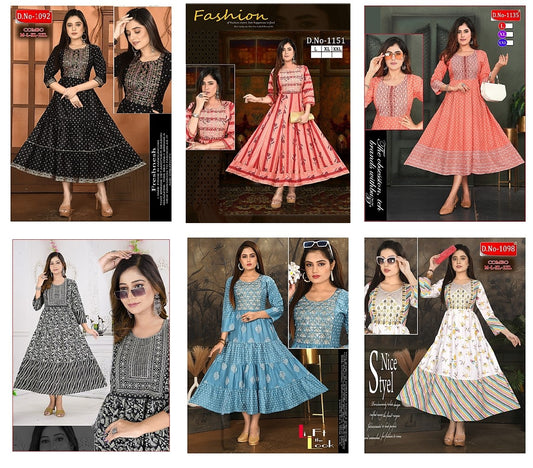 Design1507 Srh Rayon Anarkali Kurtis Wholesaler