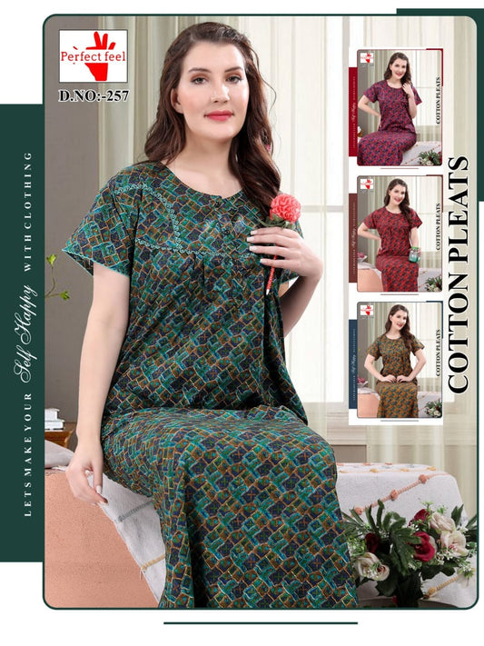 257 Perfect Feel Cotton Night Gowns Wholesaler Ahmedabad