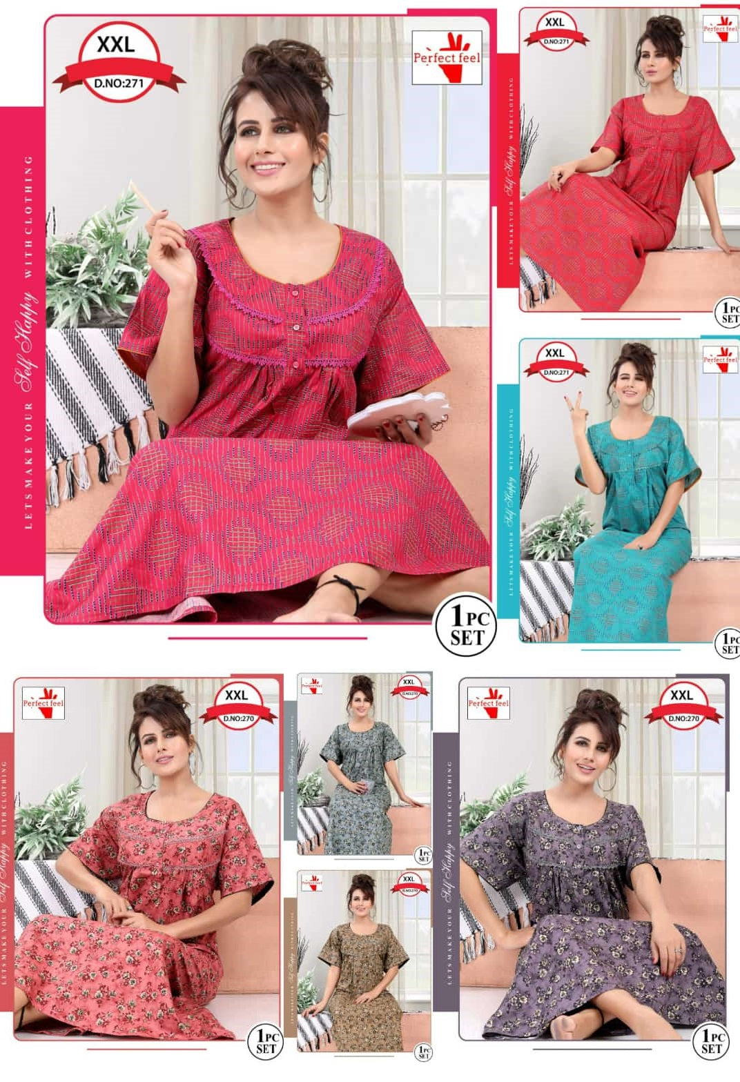 270-271 Perfect Feel Cotton Night Gowns Exporter Ahmedabad