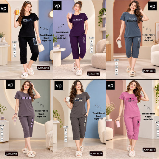 271026 Design 5055 Vp Tencil Capri Night Suits Wholesale Rate