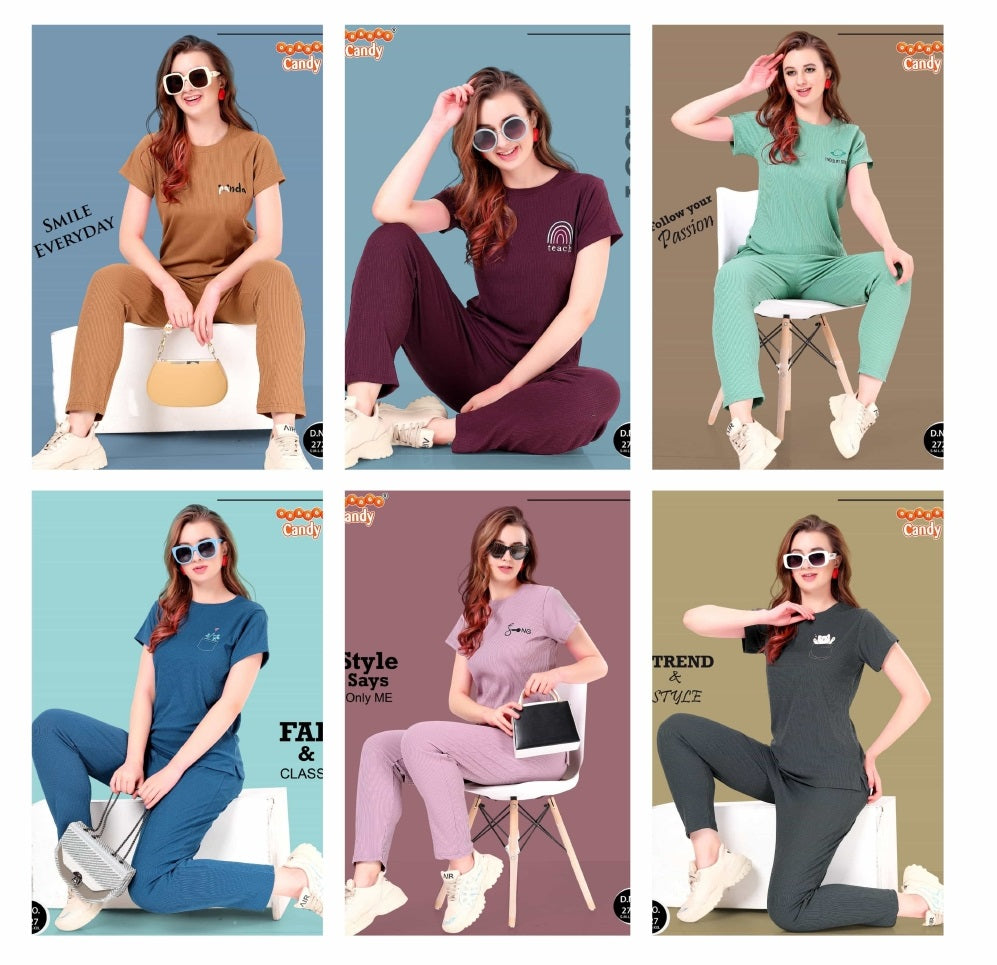 2727 Orange Candy Imported Pyjama Night Suits