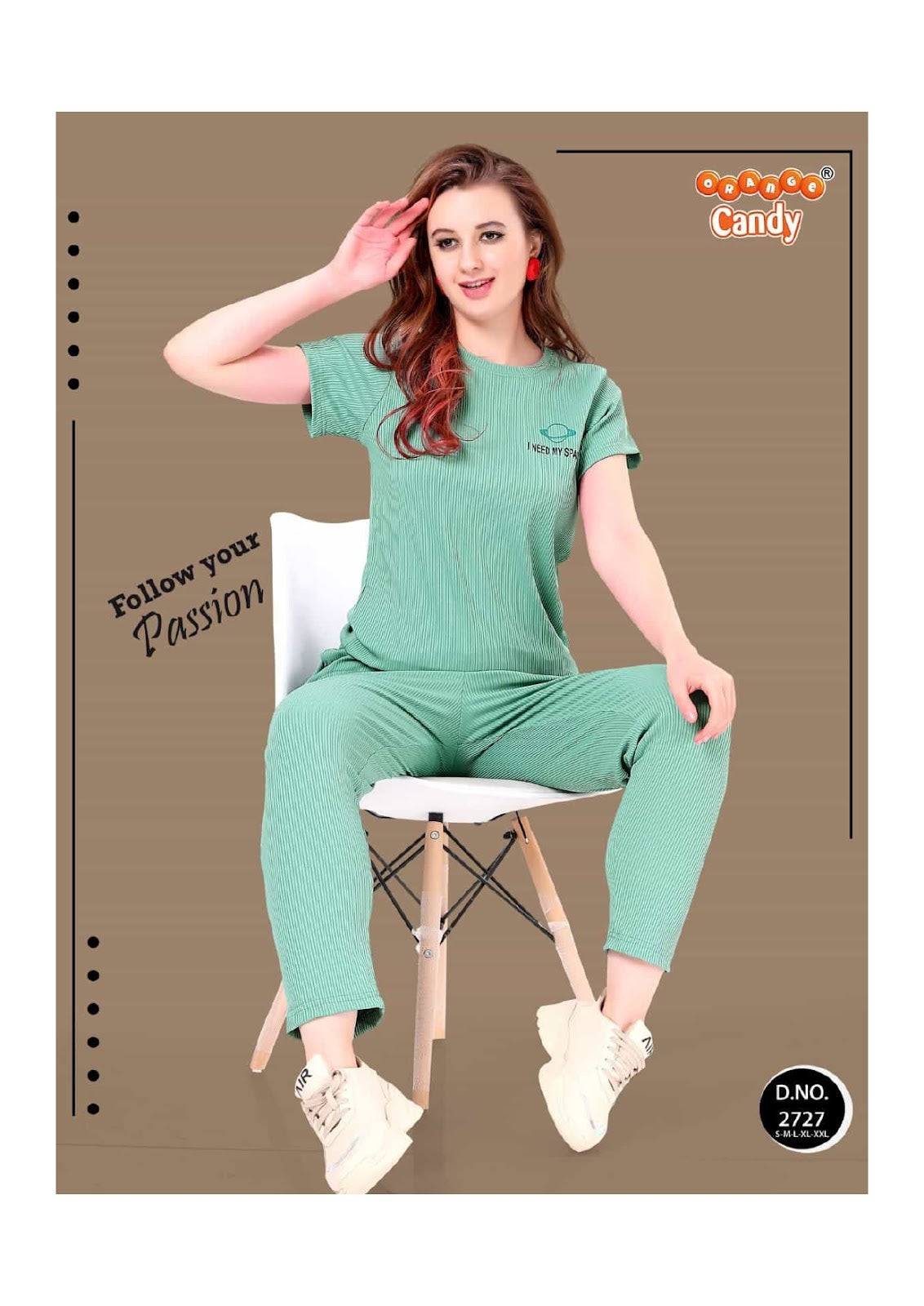 2727 Orange Candy Imported Pyjama Night Suits