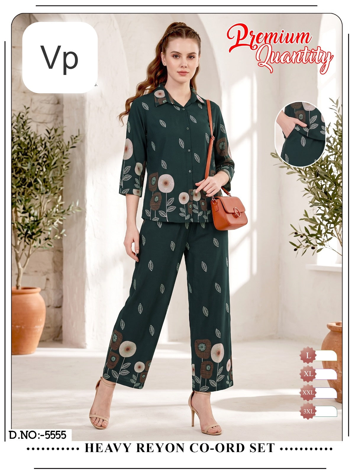 2809 Design 5555 Vp Rayon 22Kg Co Ord Set Wholesaler India