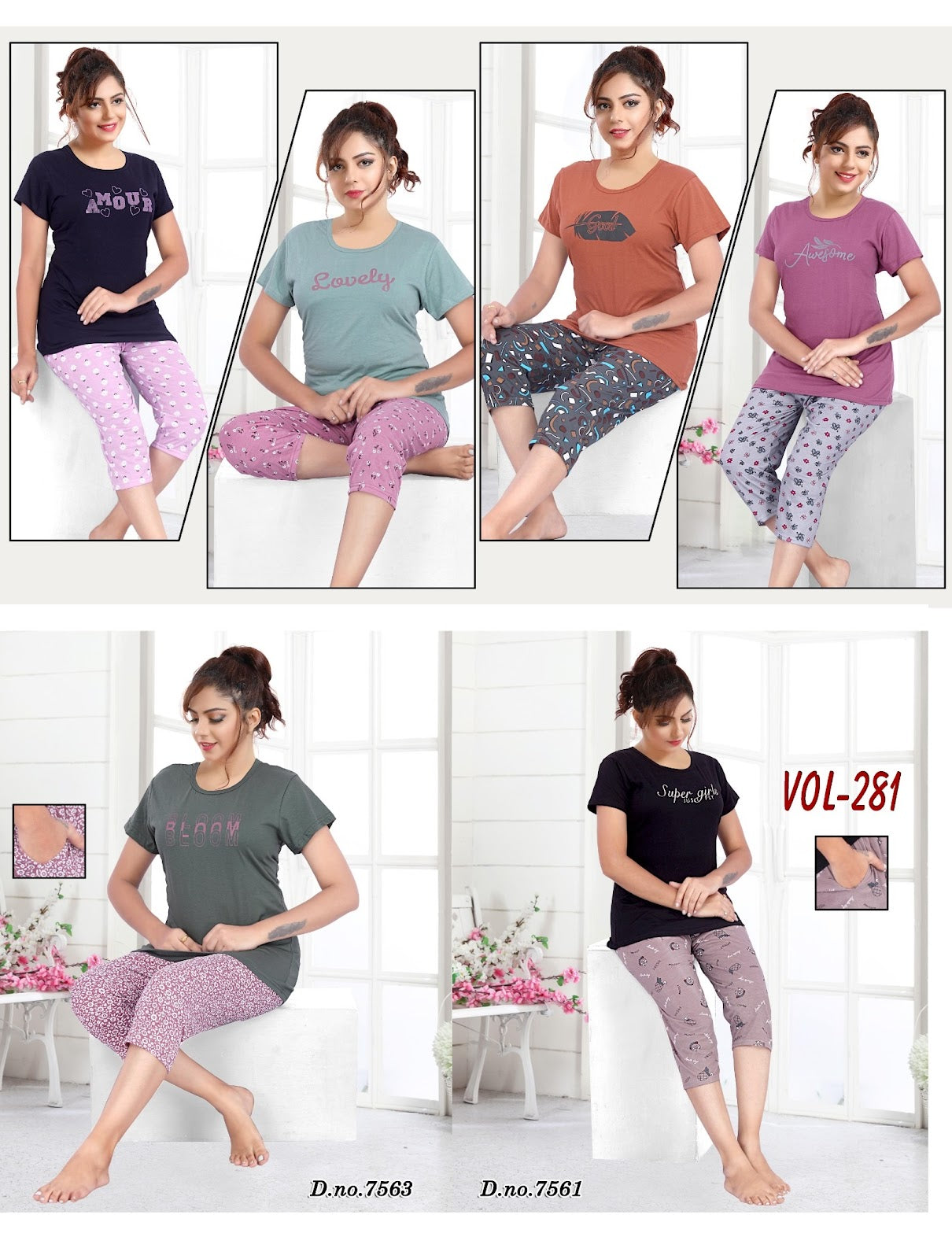 281 Ks Hosiery Sinker Capri Night Suits Wholesale
