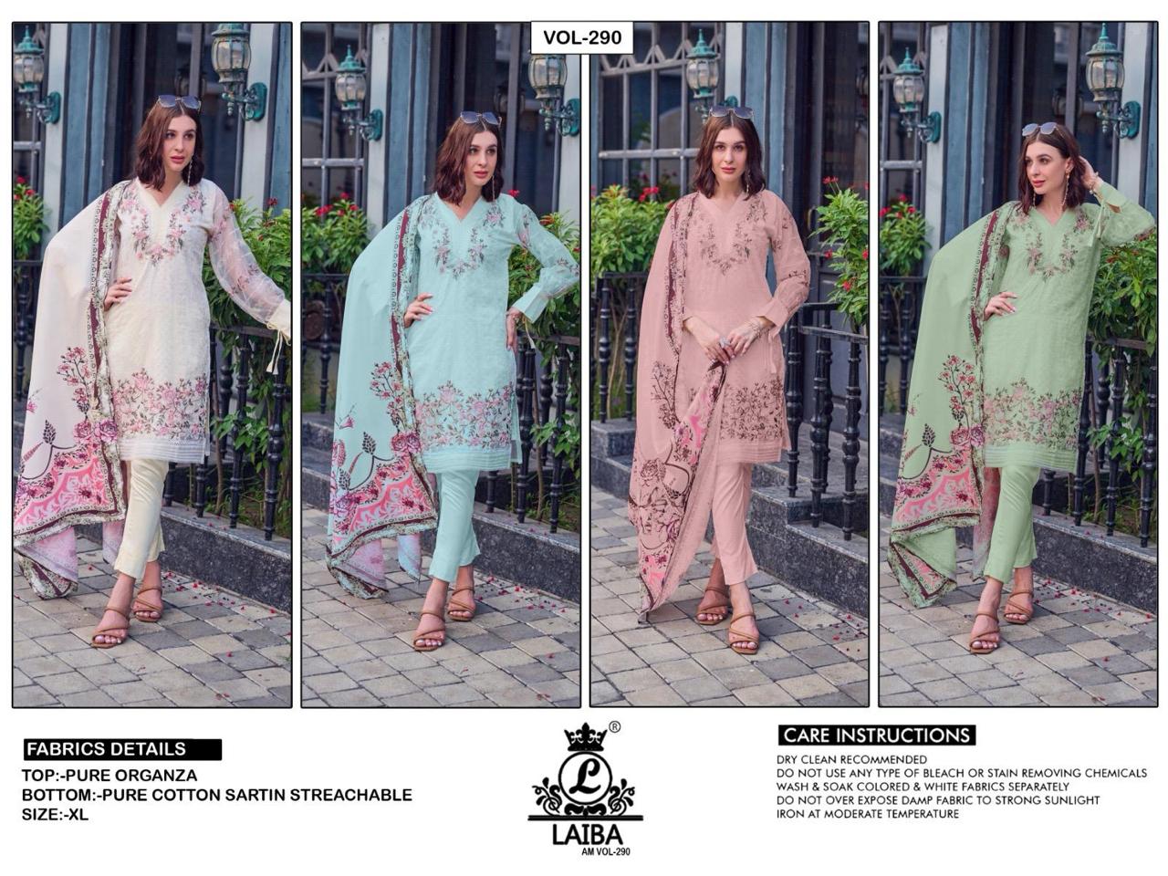 290 Laiba Organza Pakistani Readymade Suits Supplier