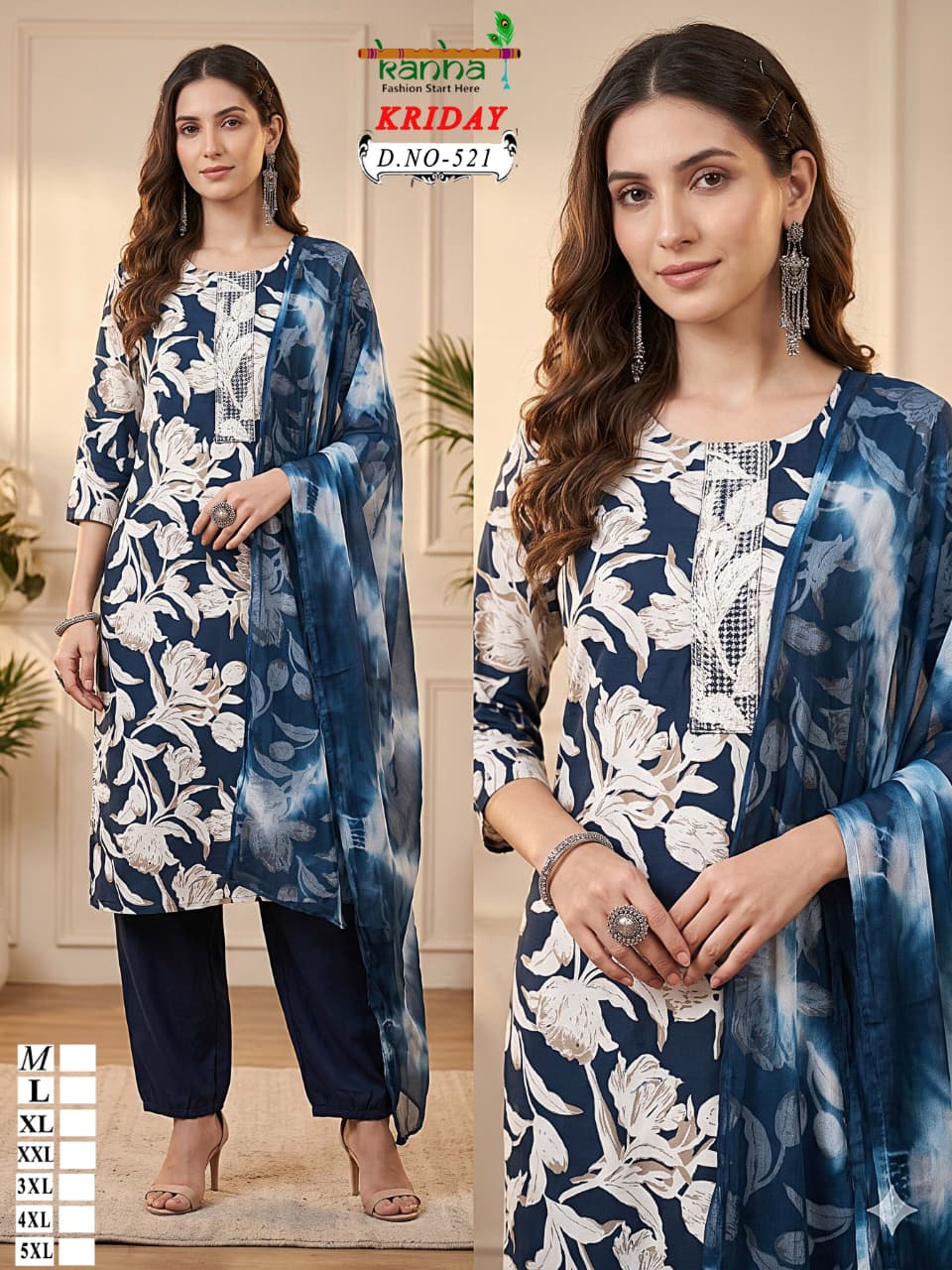2910 Kriday Kanha Liva Reyon Readymade Pant Style Suits Supplier Gujarat