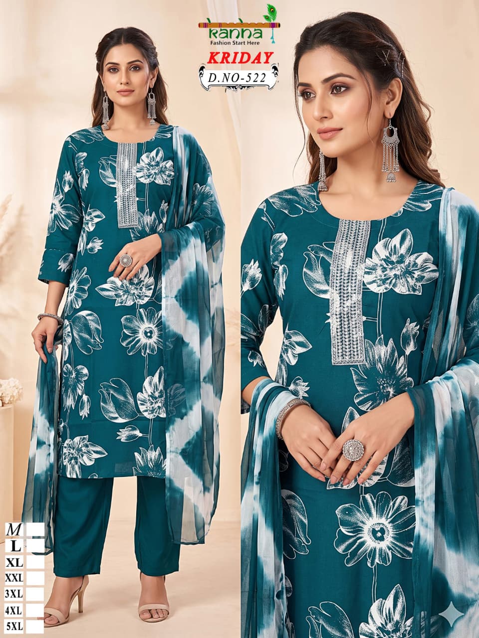 2910 Kriday Kanha Liva Reyon Readymade Pant Style Suits Supplier Gujarat