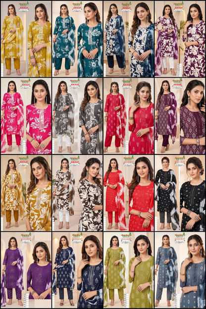 2910 Kriday Kanha Liva Reyon Readymade Pant Style Suits Supplier Gujarat