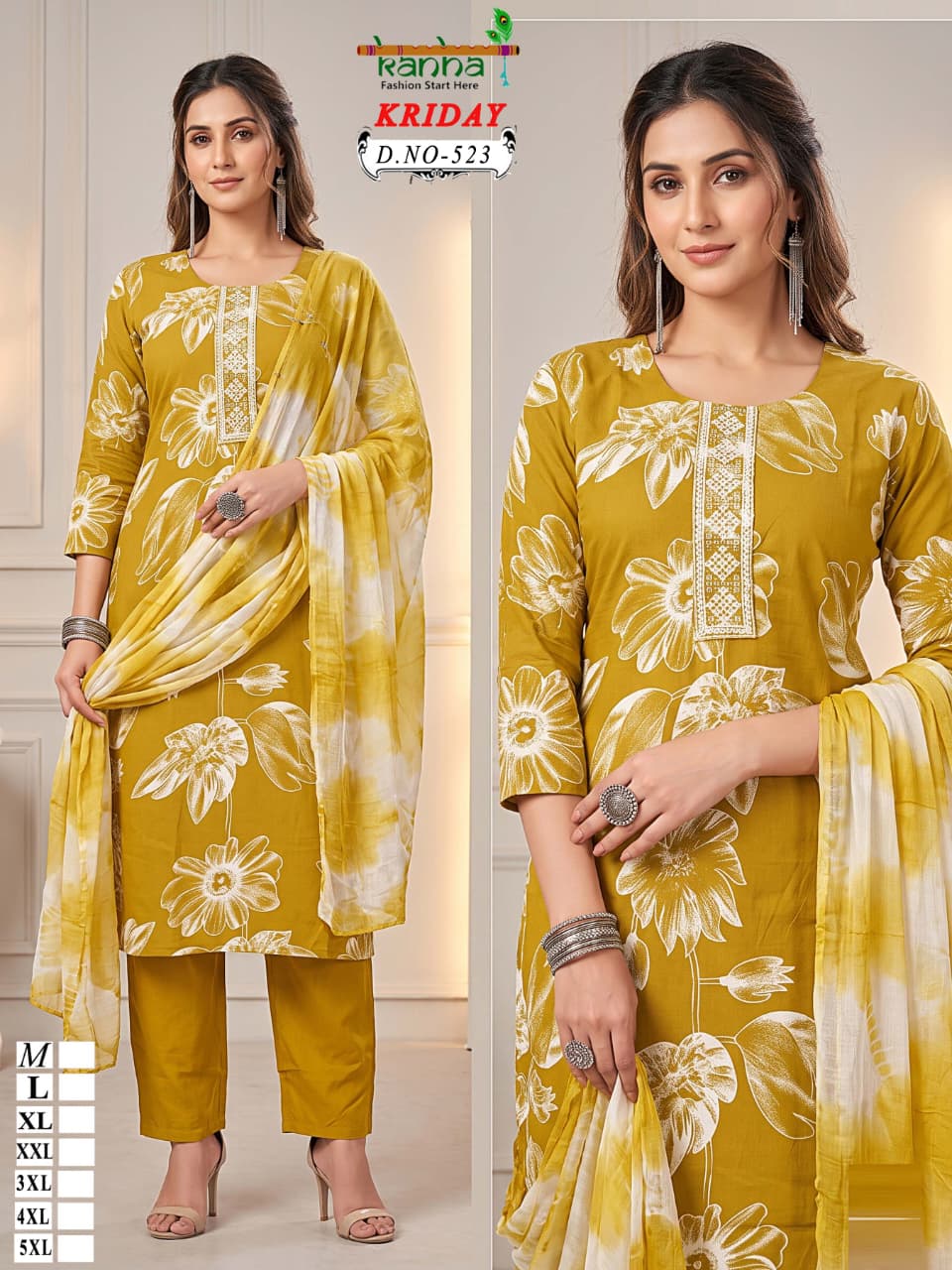 2910 Kriday Kanha Liva Reyon Readymade Pant Style Suits Supplier Gujarat