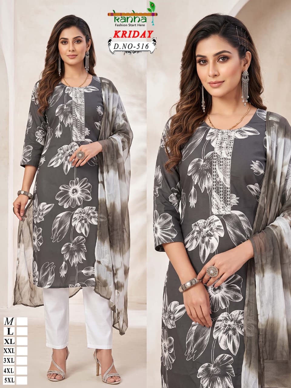 2910 Kriday Kanha Liva Reyon Readymade Pant Style Suits Supplier Gujarat
