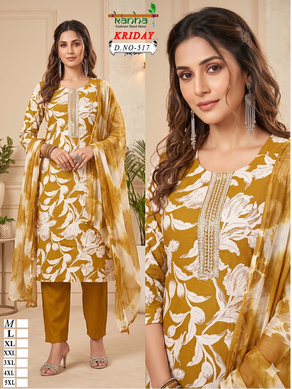 2910 Kriday Kanha Liva Reyon Readymade Pant Style Suits Supplier Gujarat