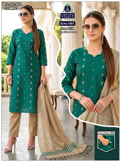 2910 Raw Silk Velley Readymade Pant Style Suits Exporter Ahmedabad