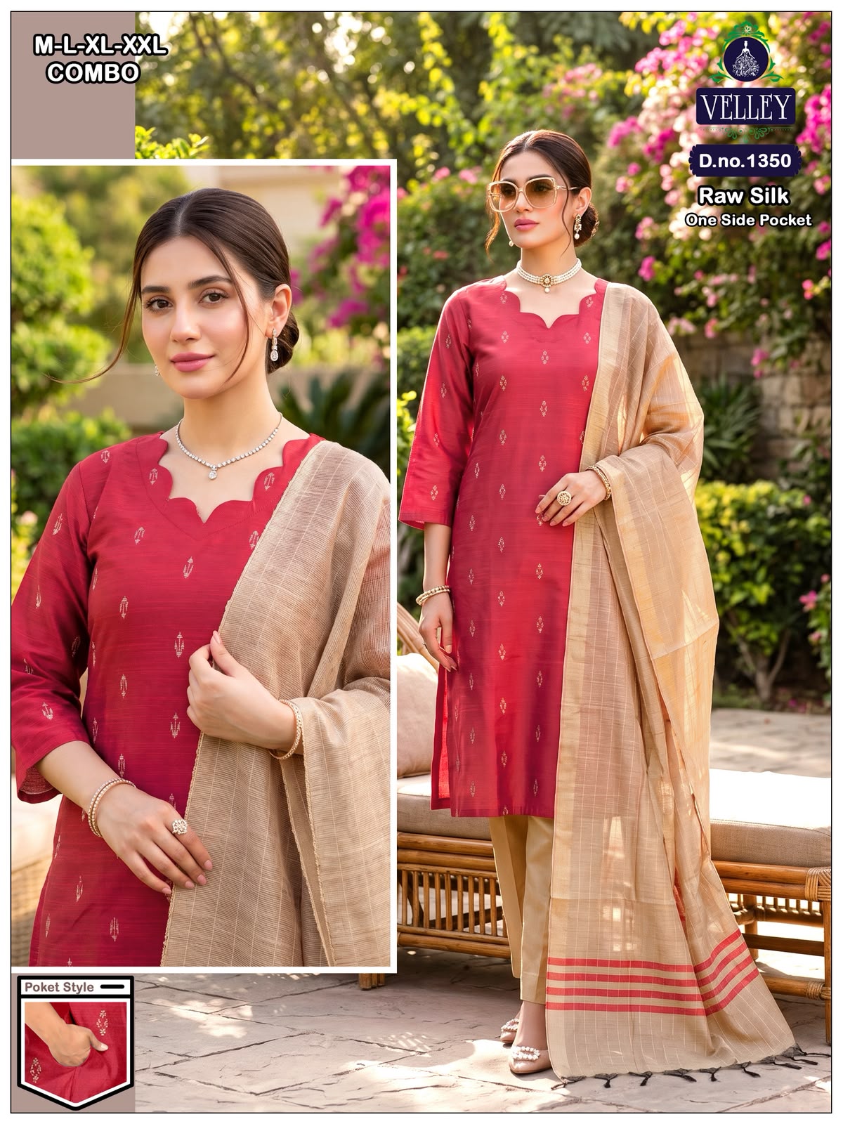 2910 Raw Silk Velley Readymade Pant Style Suits Exporter Ahmedabad