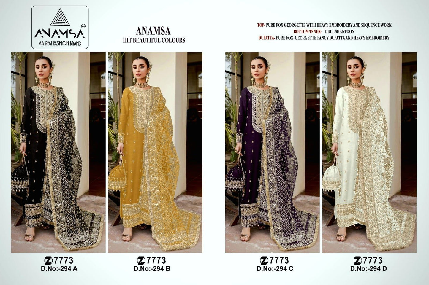 294 Anamsa Georgette Pakistani Salwar Suits