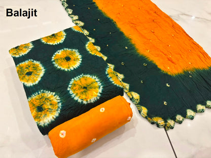 2D Shibori Concept Balajit Satin Cotton Salwar Suits Wholesaler India
