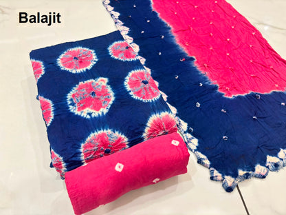2D Shibori Concept Balajit Satin Cotton Salwar Suits Wholesaler India
