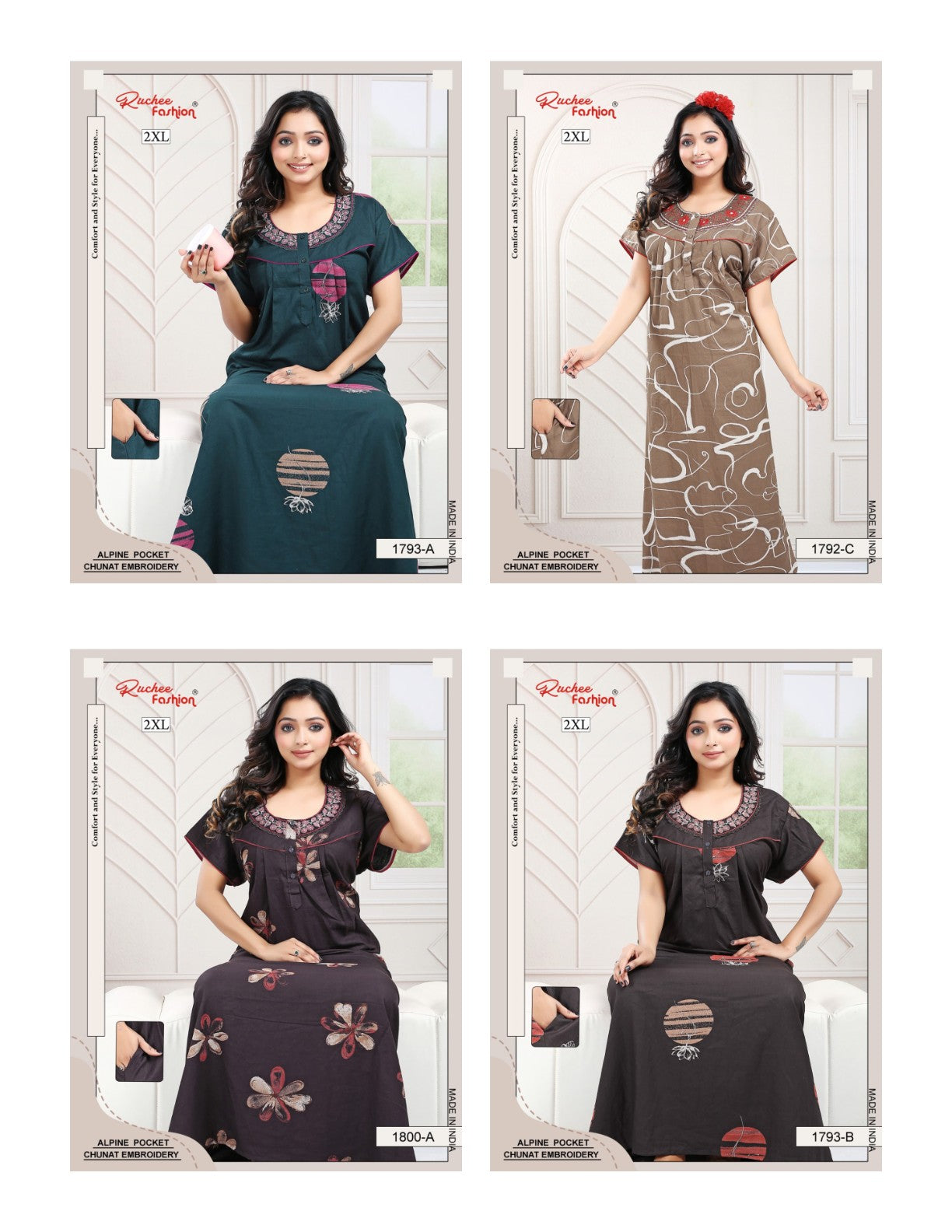 2Xl Alpine Ruchee Fashion Night Gowns Manufacturer