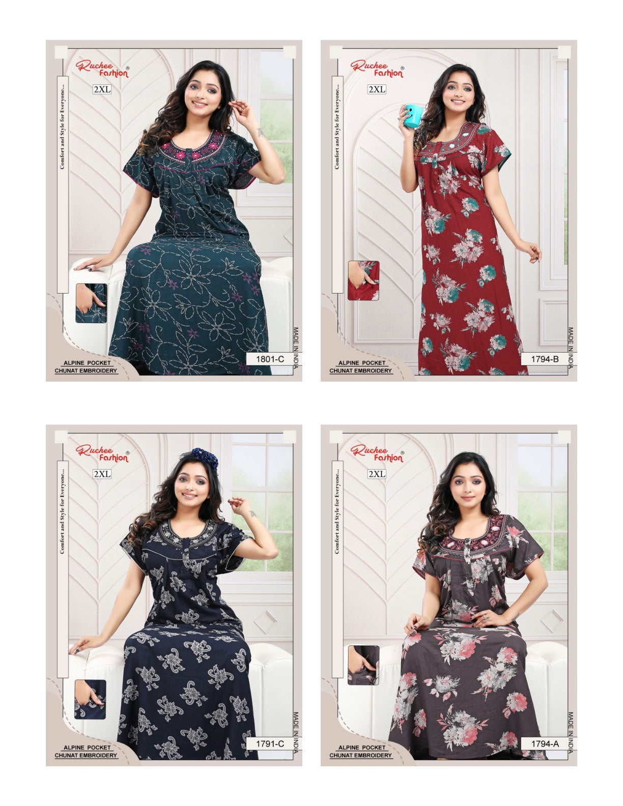 2Xl Alpine Ruchee Fashion Night Gowns Manufacturer