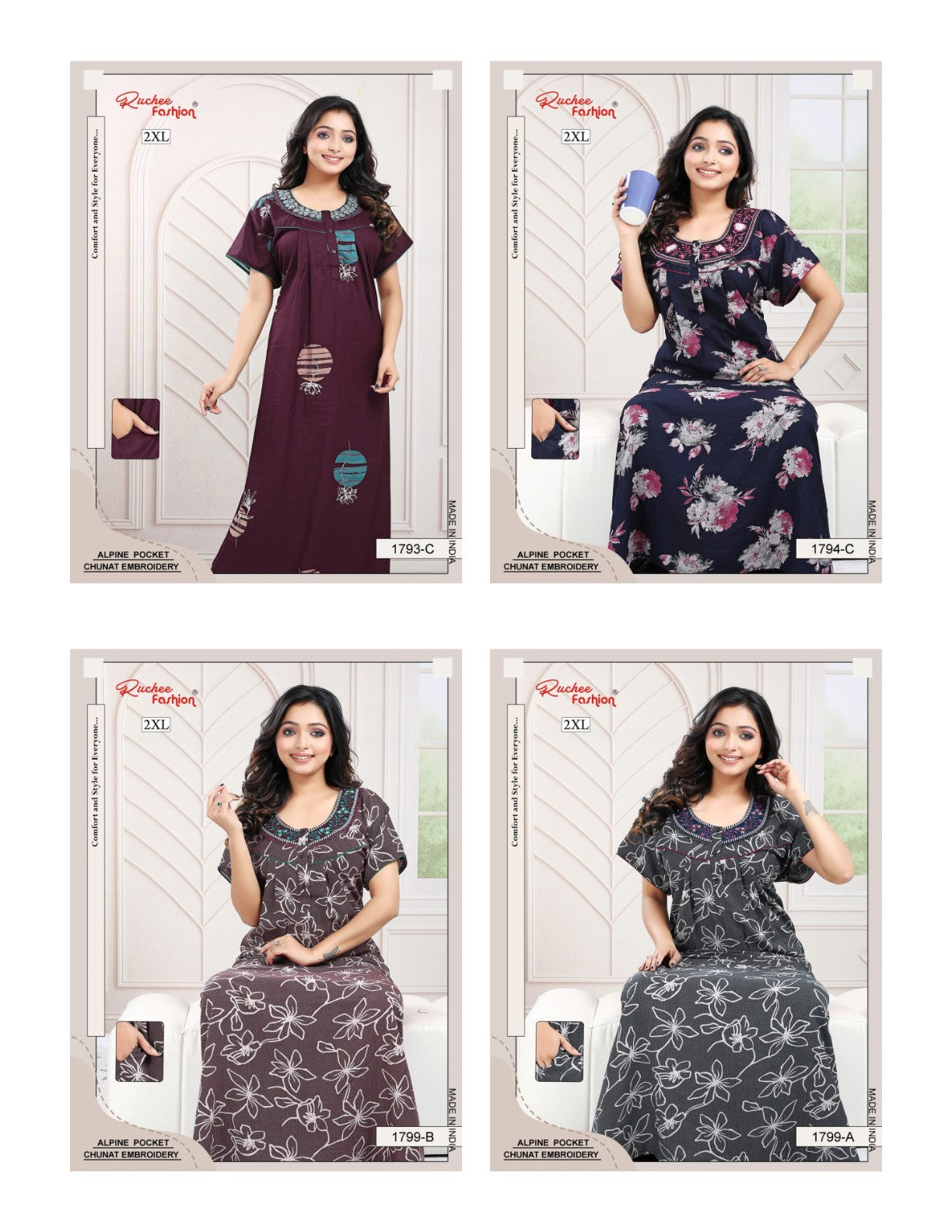 2Xl Alpine Ruchee Fashion Night Gowns Manufacturer