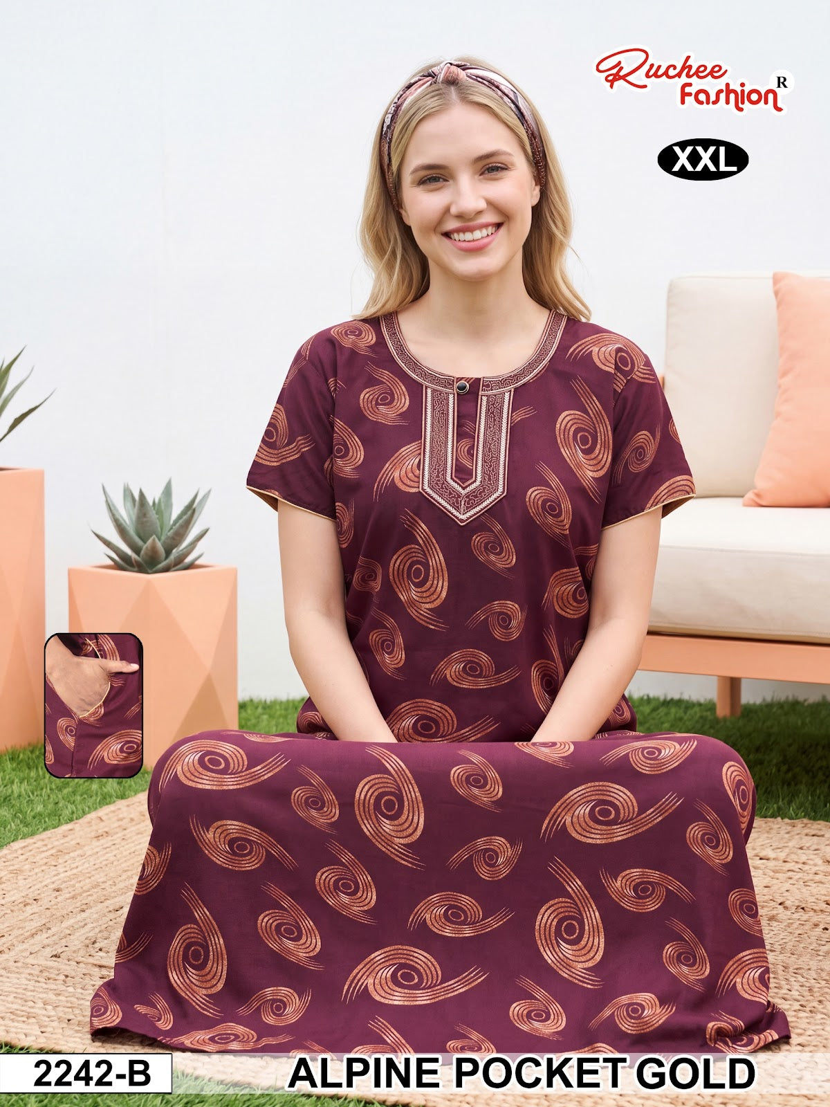2Xl Dn 2239-2246 Ruchee Fashion Alpine Night Gowns Exporter Ahmedabad