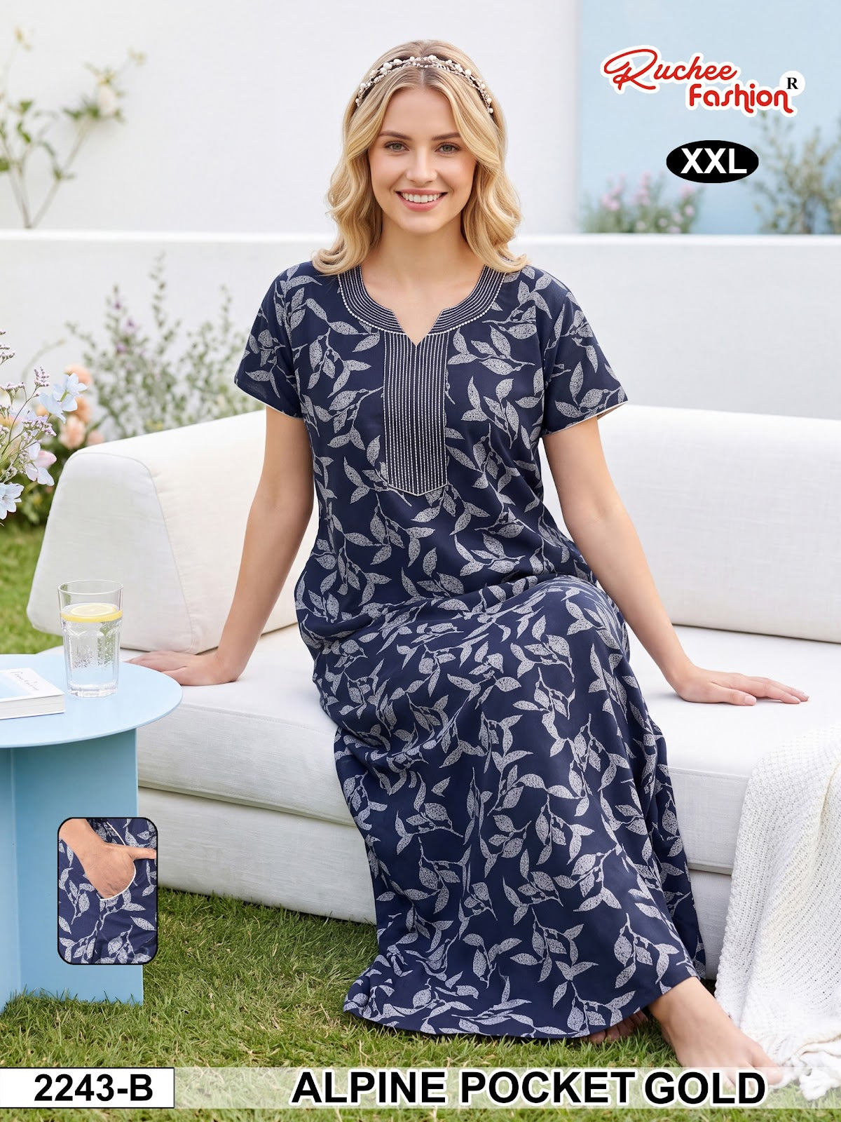 2Xl Dn 2239-2246 Ruchee Fashion Alpine Night Gowns Exporter Ahmedabad