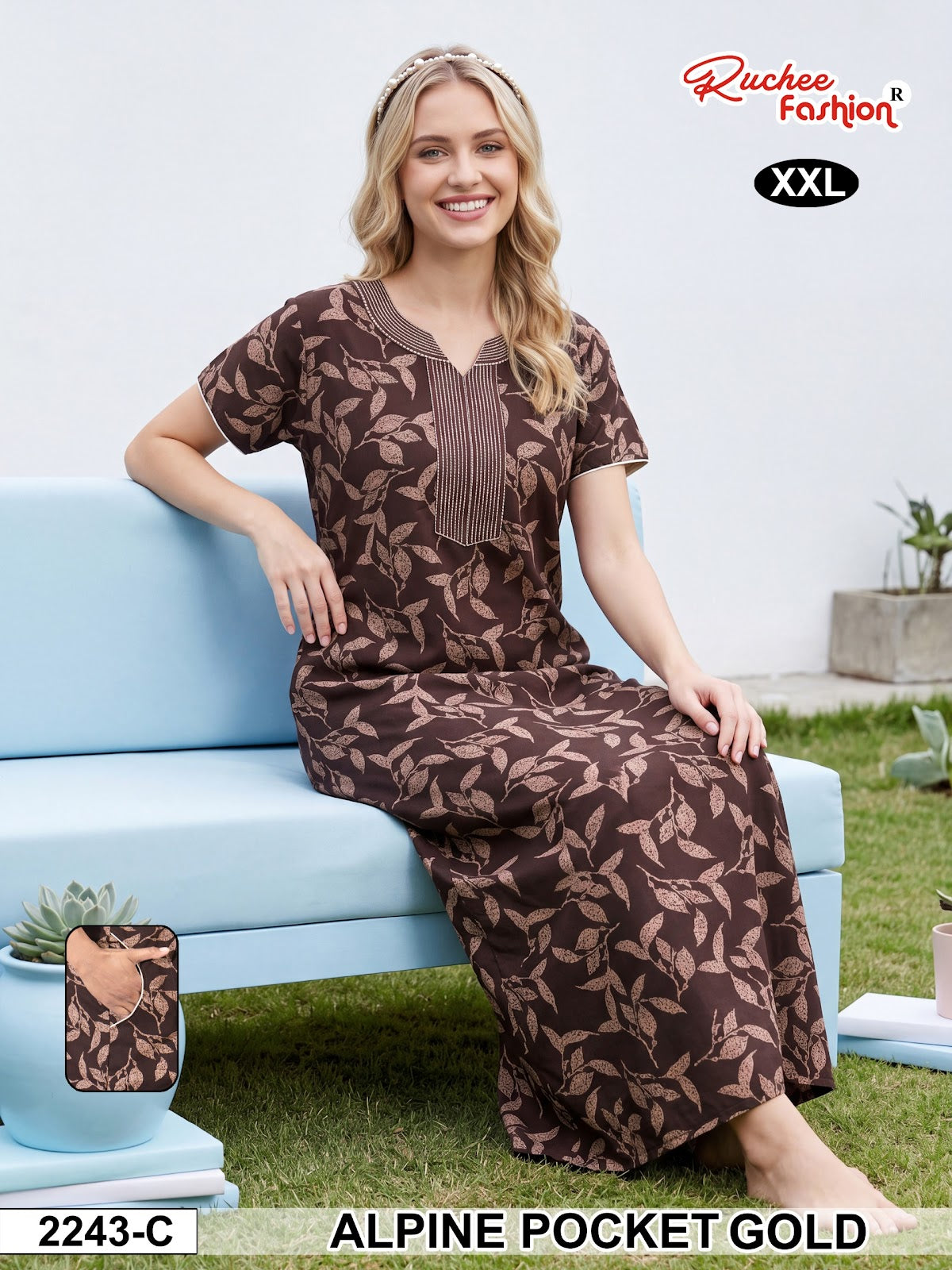 2Xl Dn 2239-2246 Ruchee Fashion Alpine Night Gowns Exporter Ahmedabad