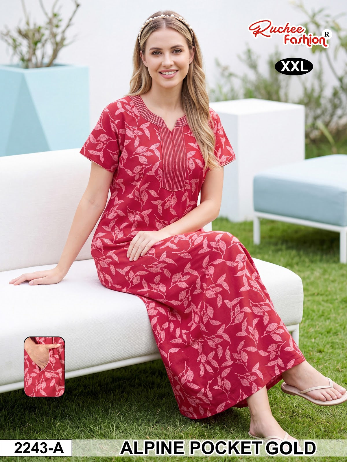 2Xl Dn 2239-2246 Ruchee Fashion Alpine Night Gowns Exporter Ahmedabad