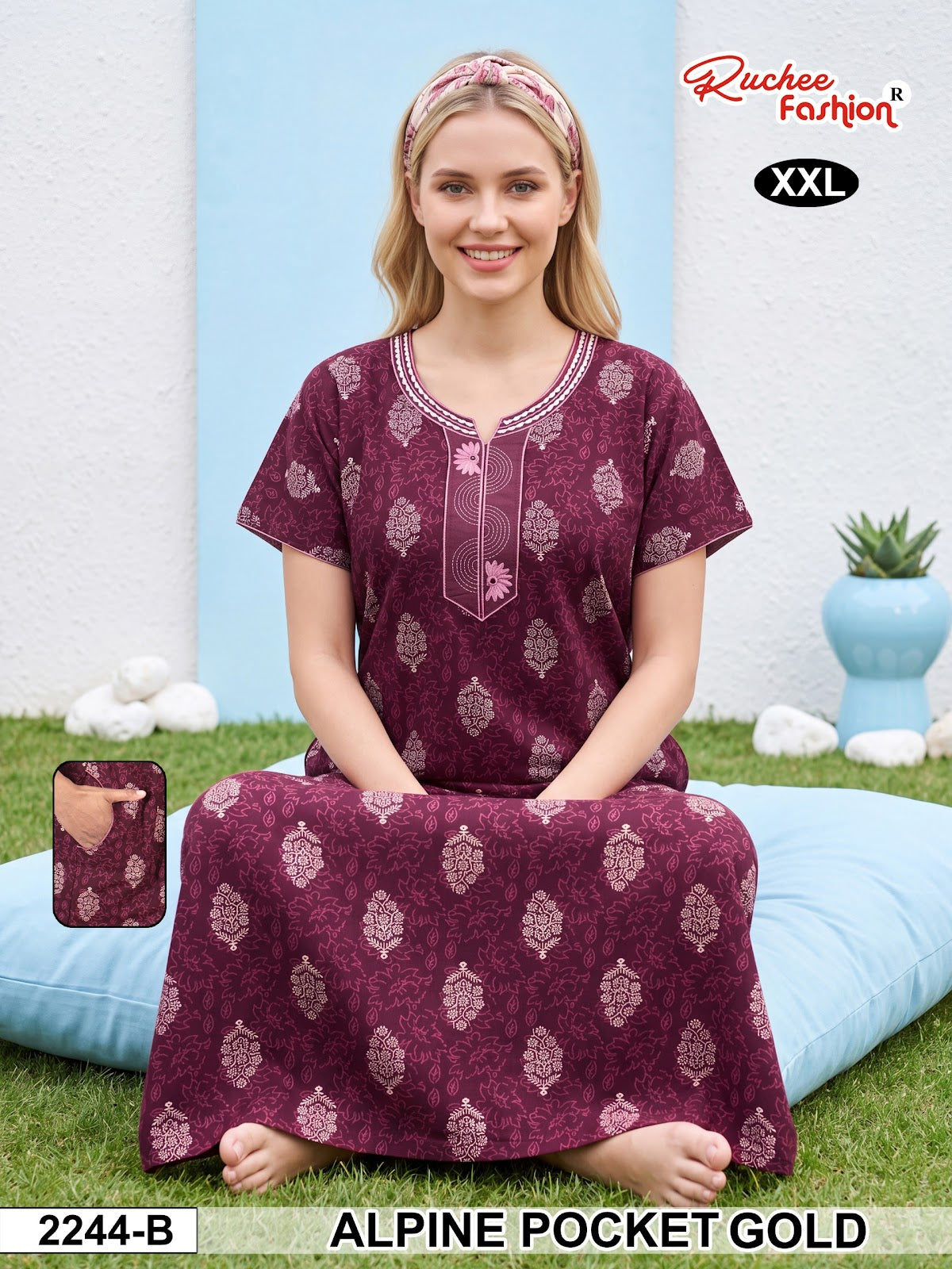 2Xl Dn 2239-2246 Ruchee Fashion Alpine Night Gowns Exporter Ahmedabad