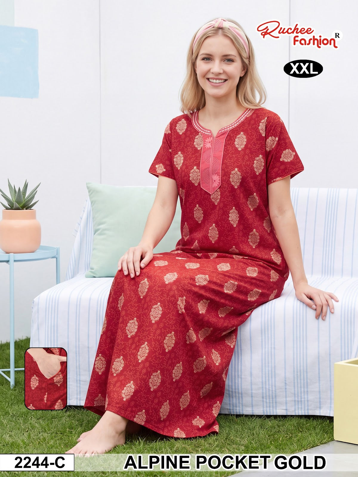2Xl Dn 2239-2246 Ruchee Fashion Alpine Night Gowns Exporter Ahmedabad