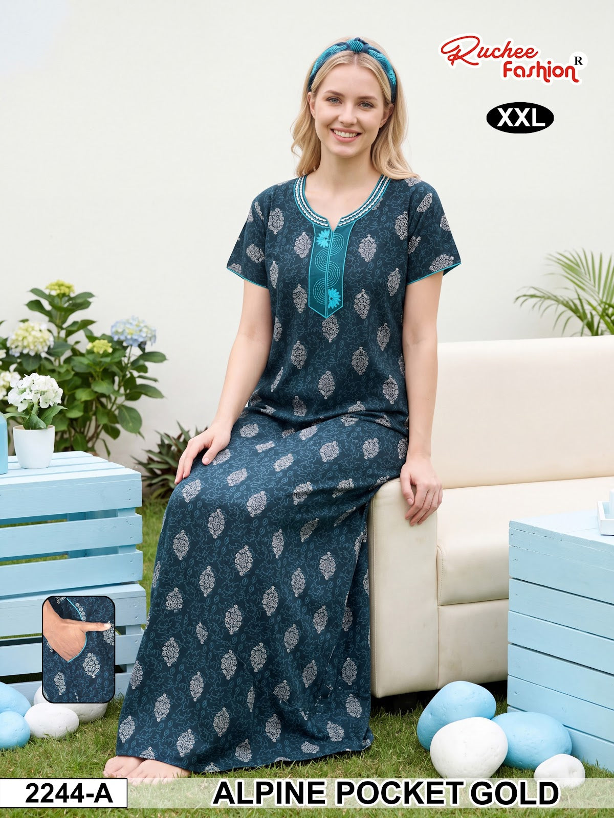 2Xl Dn 2239-2246 Ruchee Fashion Alpine Night Gowns Exporter Ahmedabad