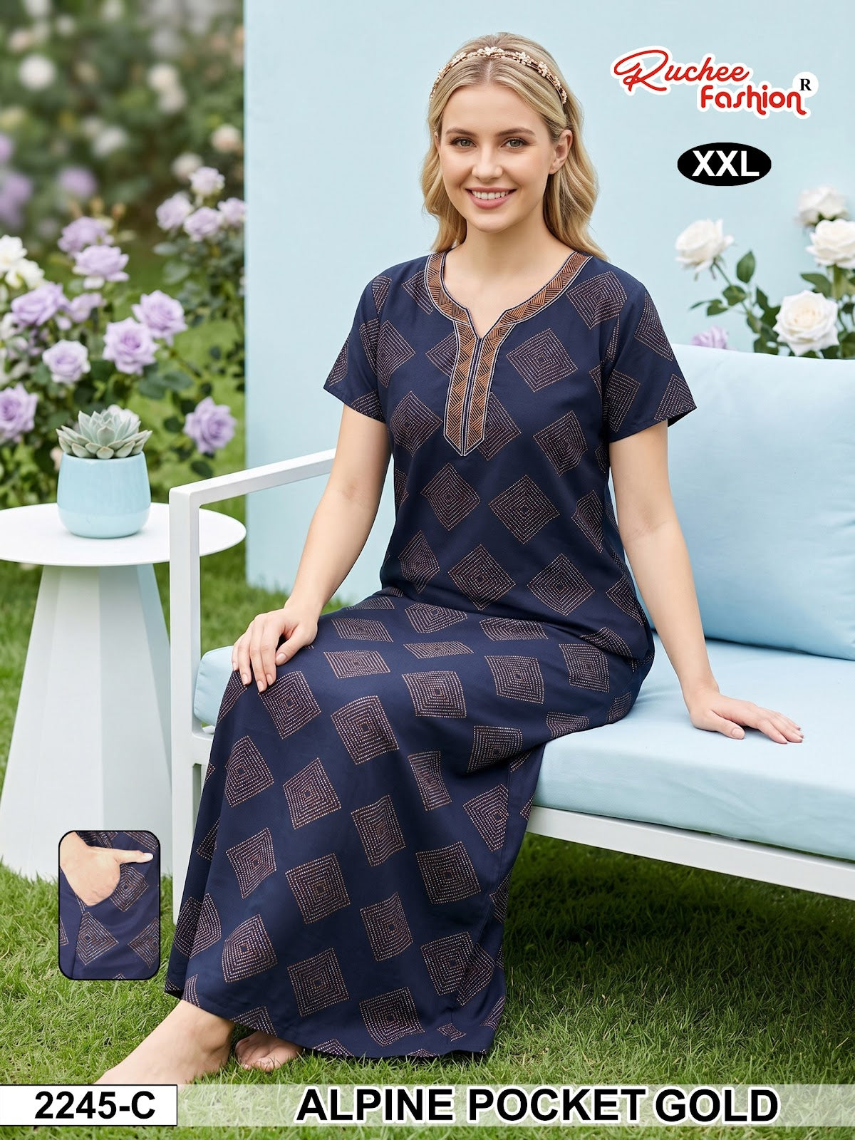 2Xl Dn 2239-2246 Ruchee Fashion Alpine Night Gowns Exporter Ahmedabad
