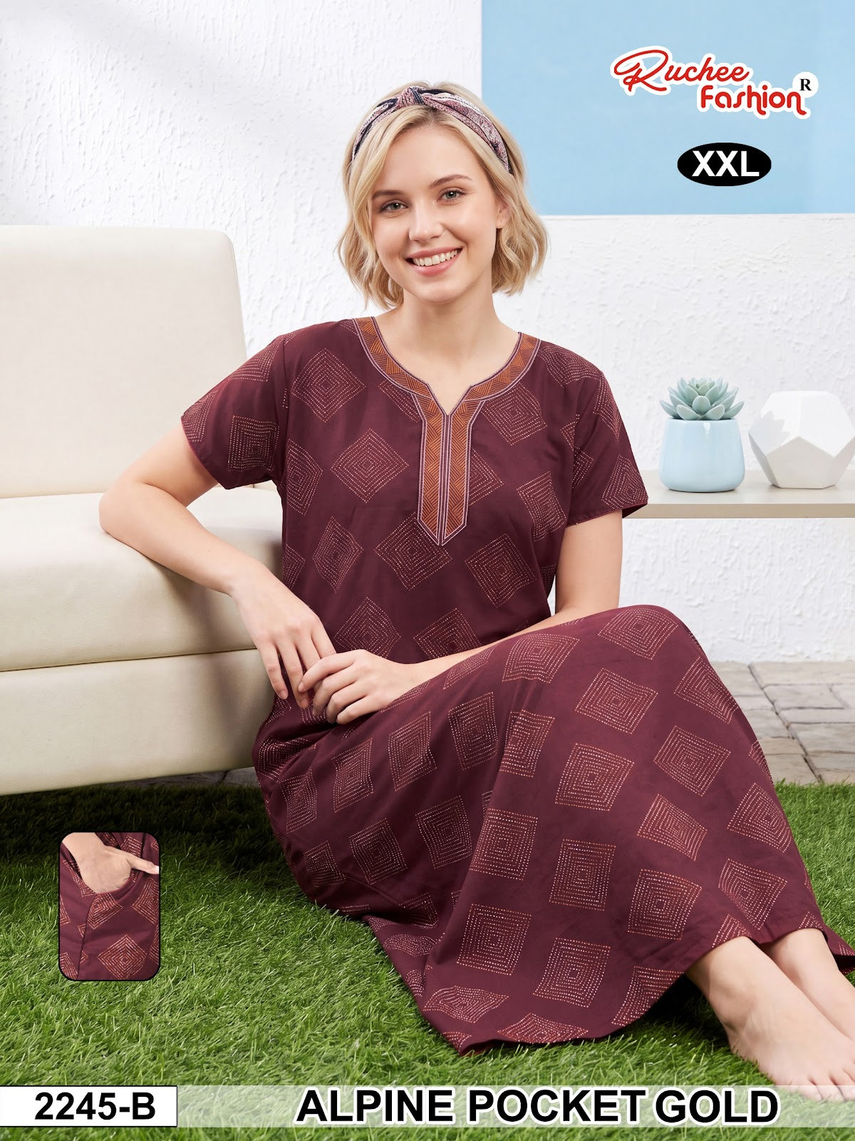 2Xl Dn 2239-2246 Ruchee Fashion Alpine Night Gowns Exporter Ahmedabad