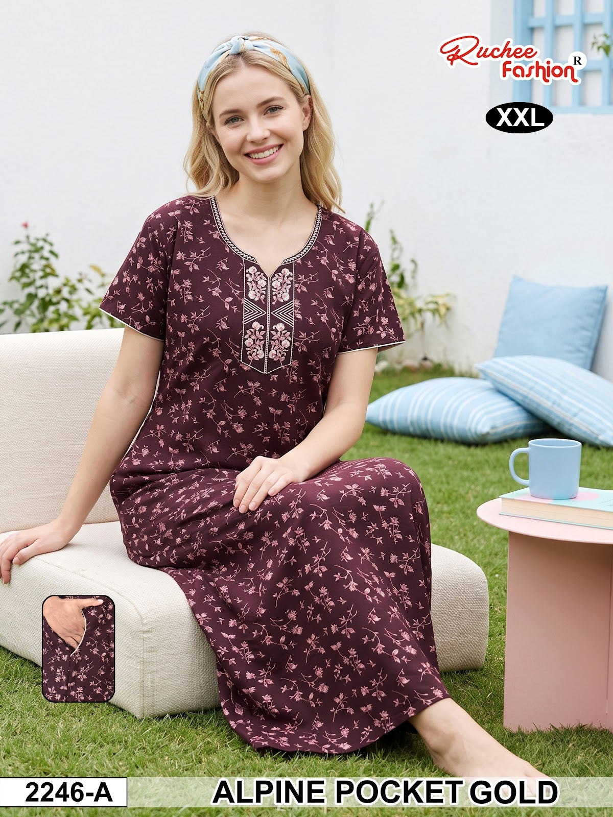 2Xl Dn 2239-2246 Ruchee Fashion Alpine Night Gowns Exporter Ahmedabad