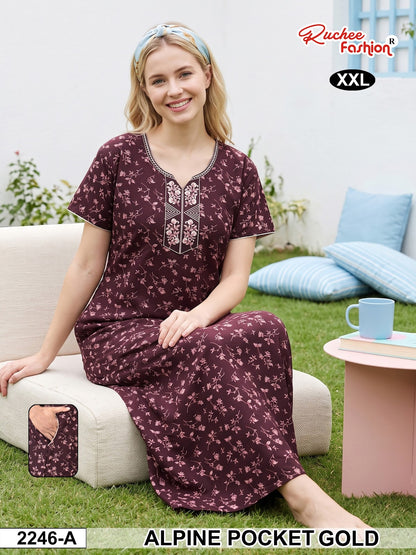 2Xl Dn 2239-2246 Ruchee Fashion Alpine Night Gowns Exporter Ahmedabad