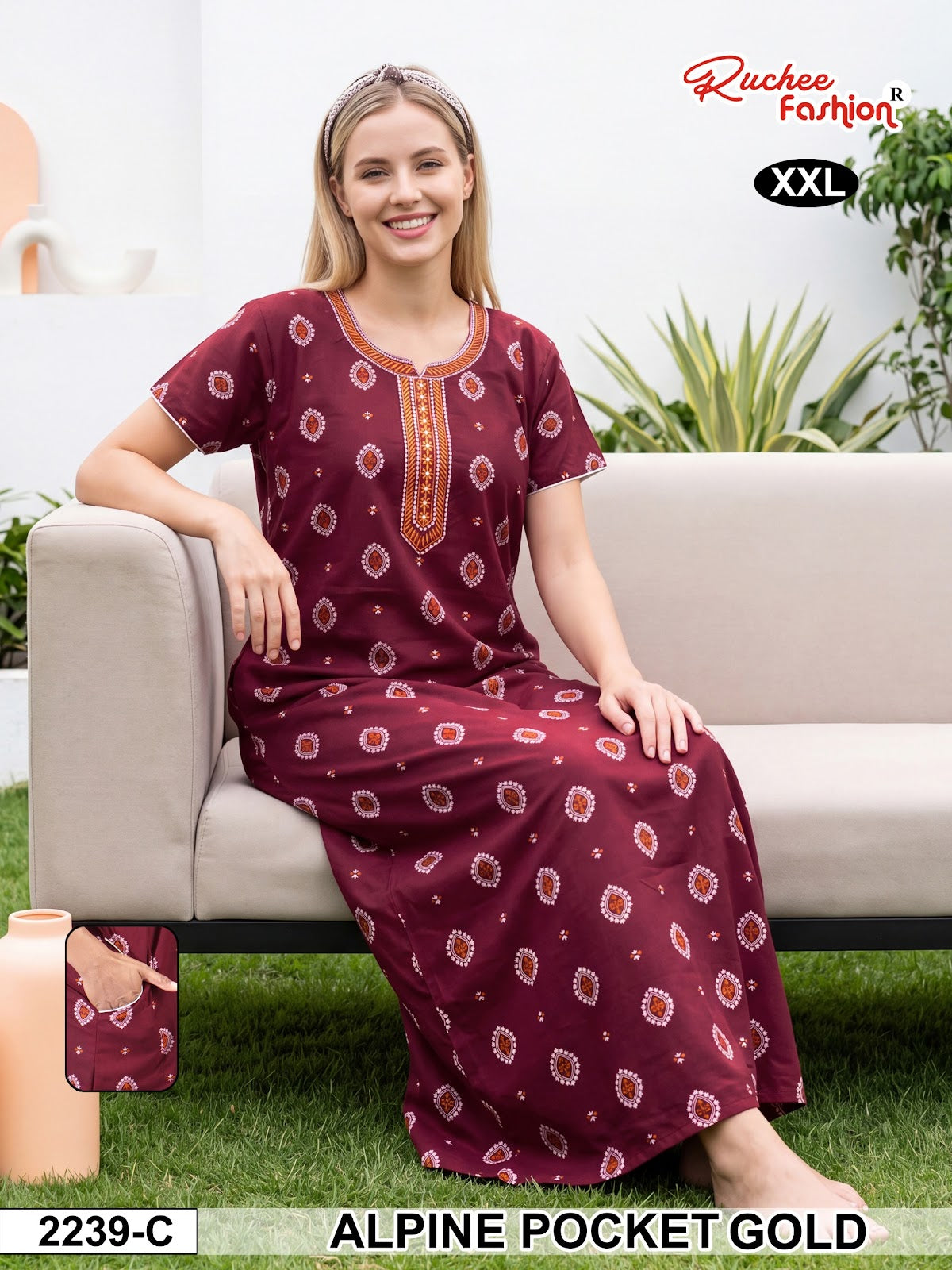 2Xl Dn 2239-2246 Ruchee Fashion Alpine Night Gowns Exporter Ahmedabad
