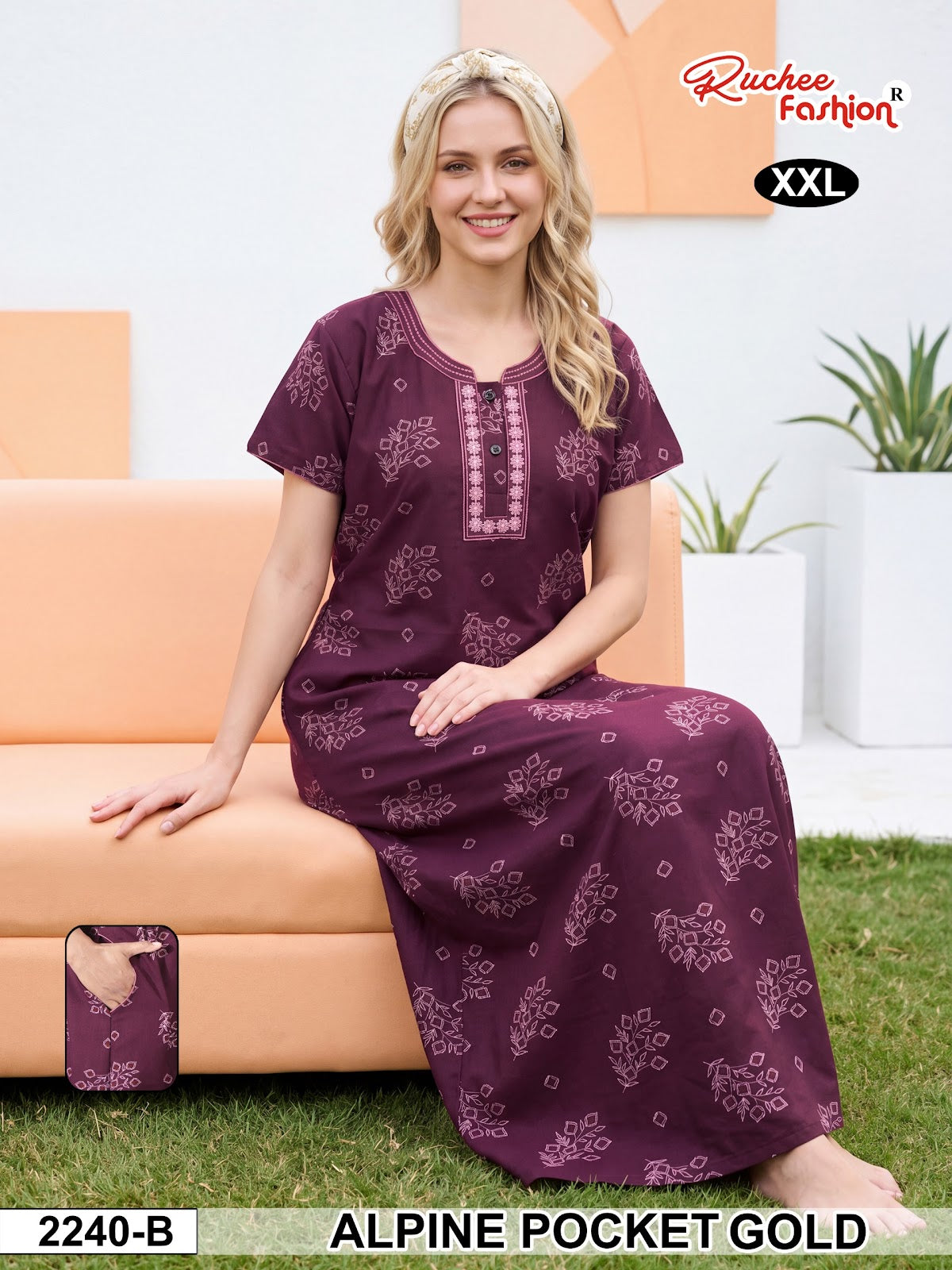 2Xl Dn 2239-2246 Ruchee Fashion Alpine Night Gowns Exporter Ahmedabad