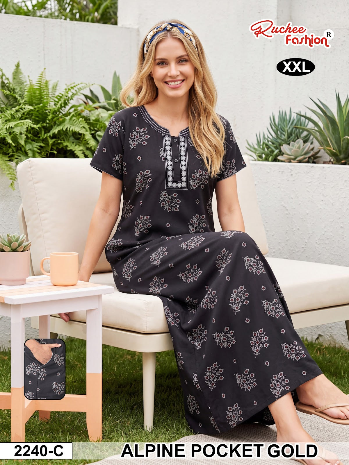 2Xl Dn 2239-2246 Ruchee Fashion Alpine Night Gowns Exporter Ahmedabad