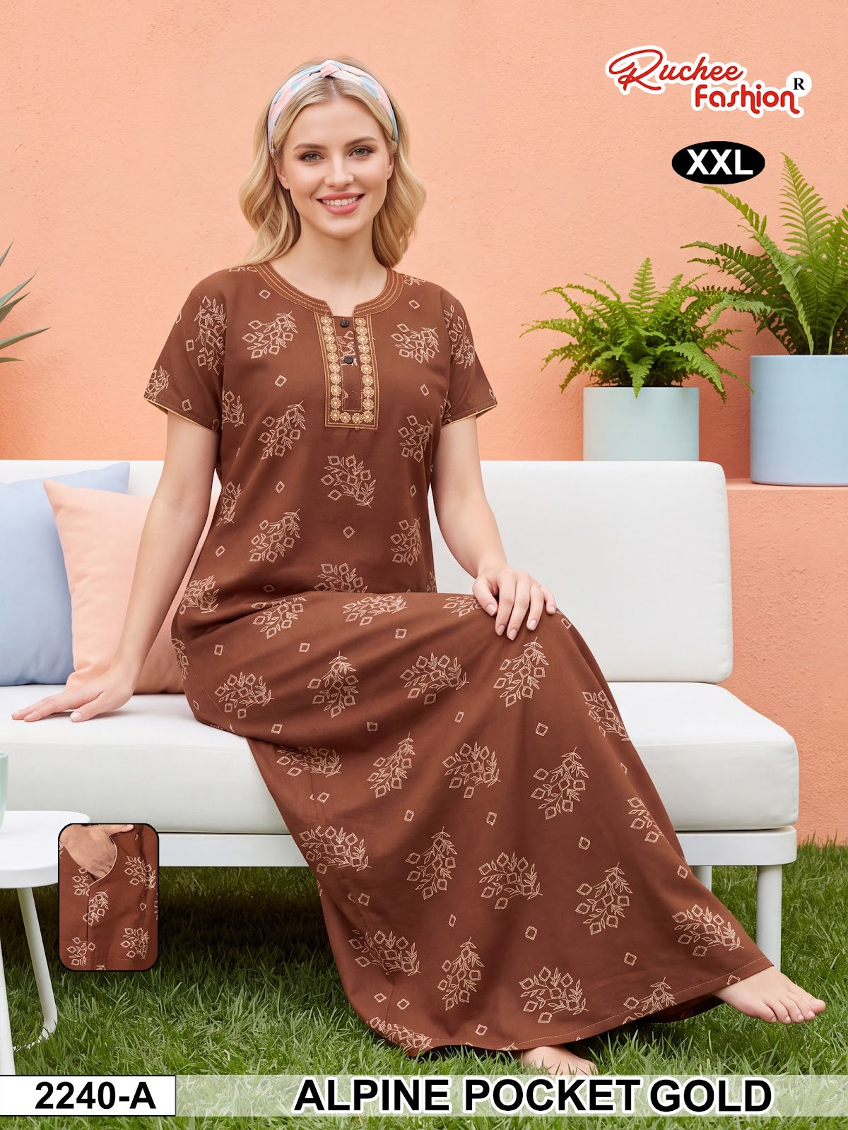 2Xl Dn 2239-2246 Ruchee Fashion Alpine Night Gowns Exporter Ahmedabad