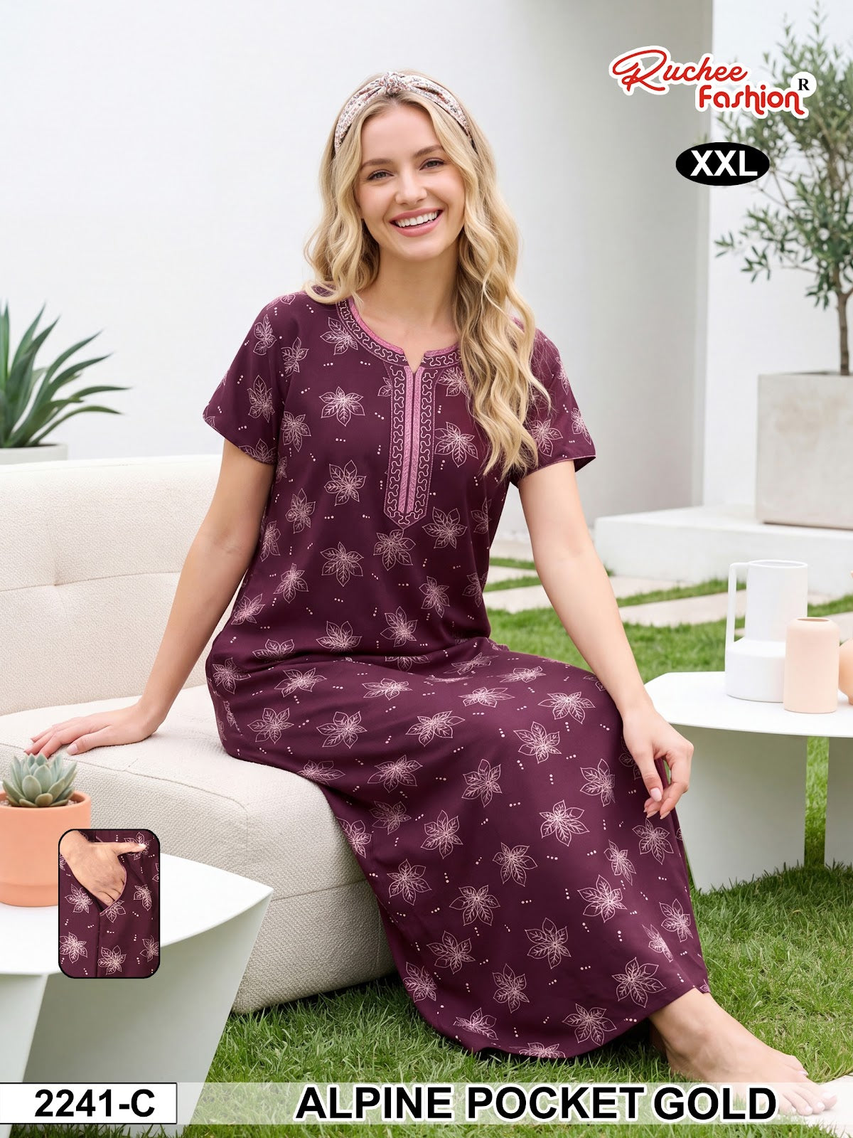 2Xl Dn 2239-2246 Ruchee Fashion Alpine Night Gowns Exporter Ahmedabad