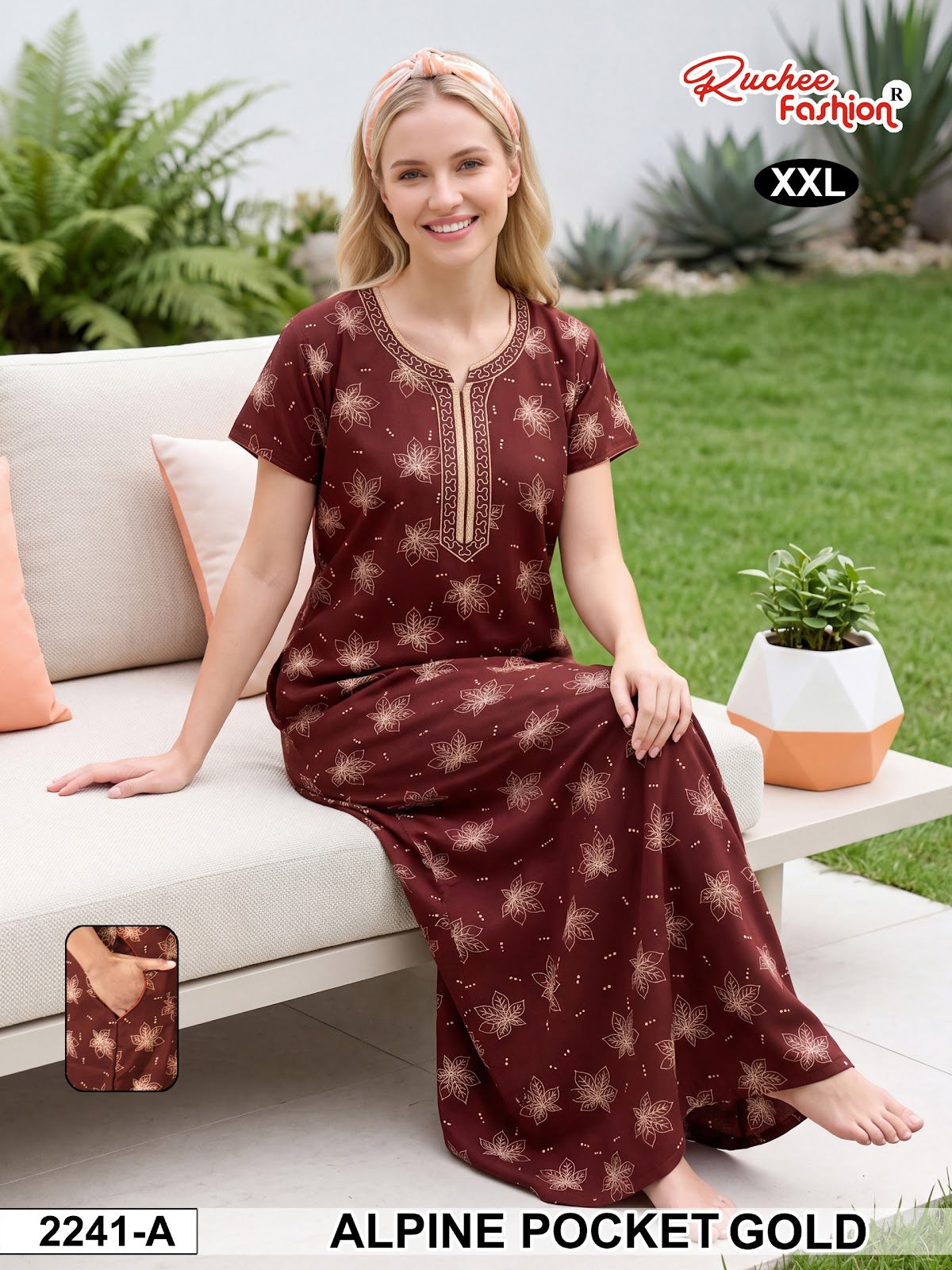 2Xl Dn 2239-2246 Ruchee Fashion Alpine Night Gowns Exporter Ahmedabad