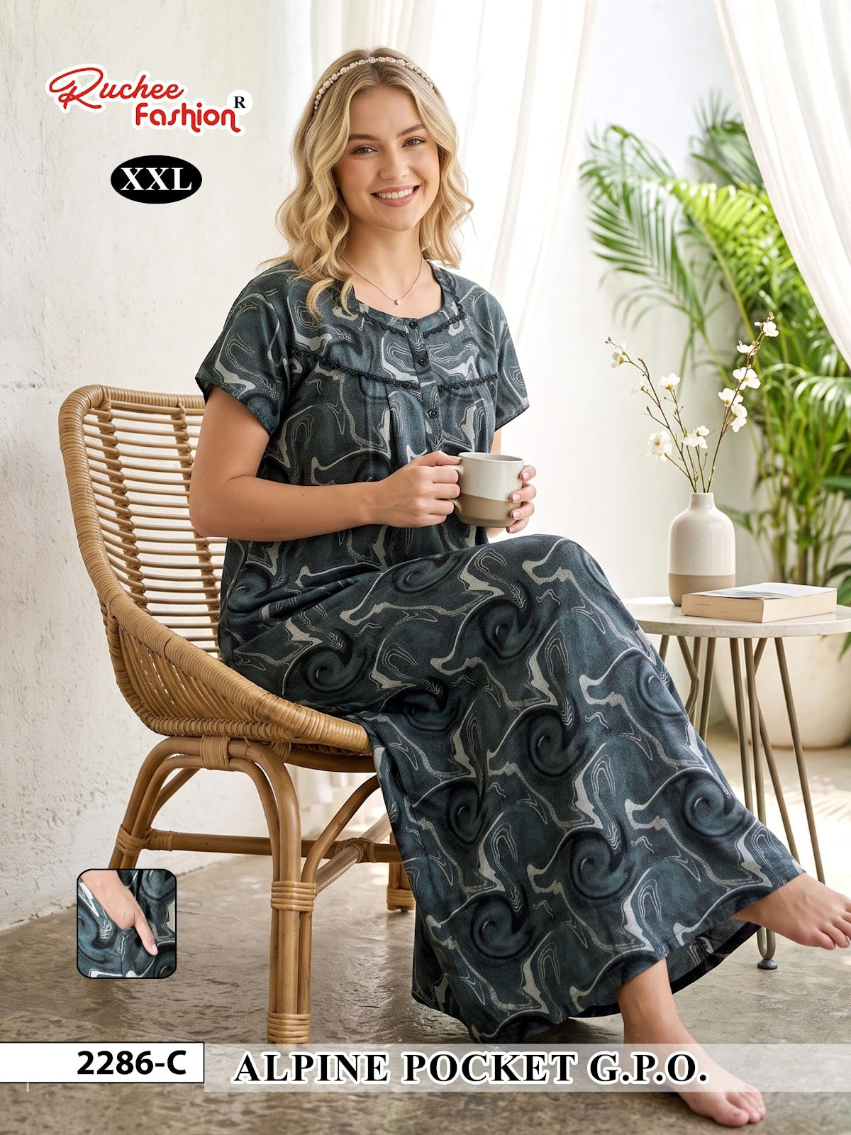 2Xl Gpo 1410 Ruchee Fashion Alpine Night Gowns Exporter India