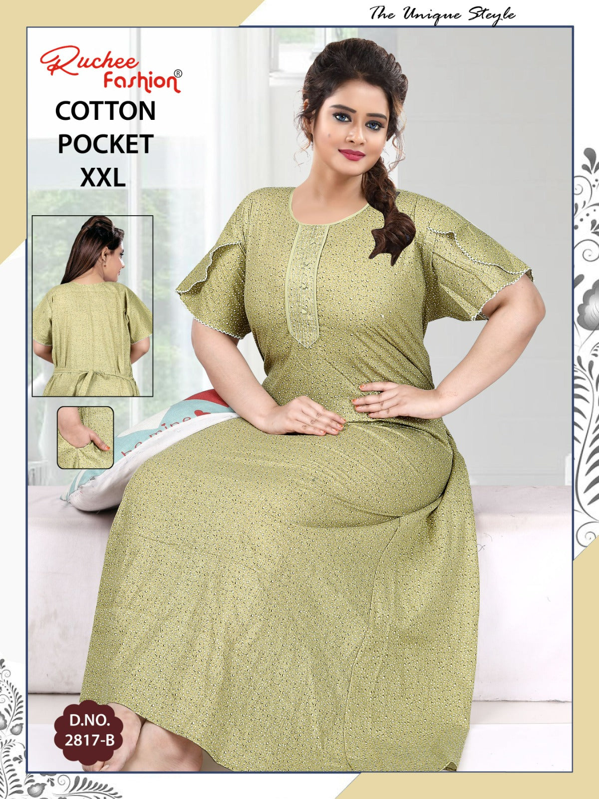 2Xl Size 230325 Ruchee Fashion Cotton Night Gowns Manufacturer Gujarat