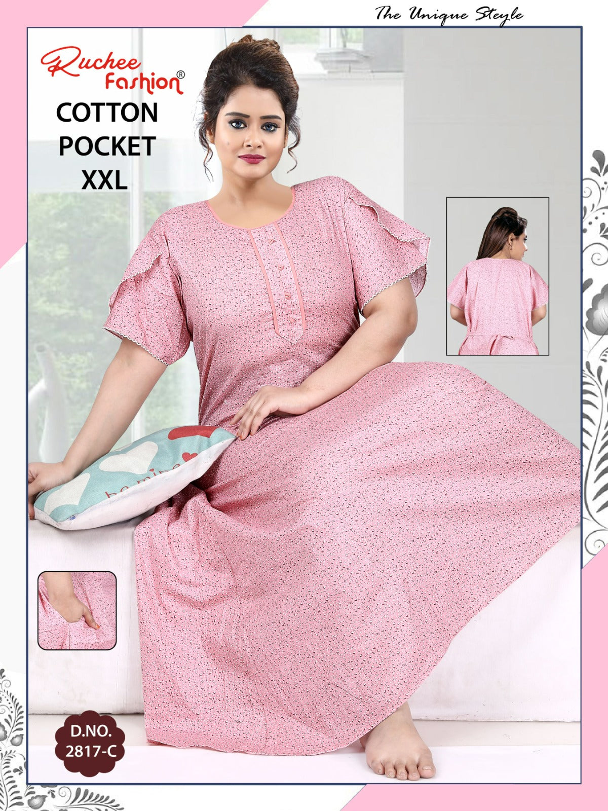 2Xl Size 230325 Ruchee Fashion Cotton Night Gowns Manufacturer Gujarat