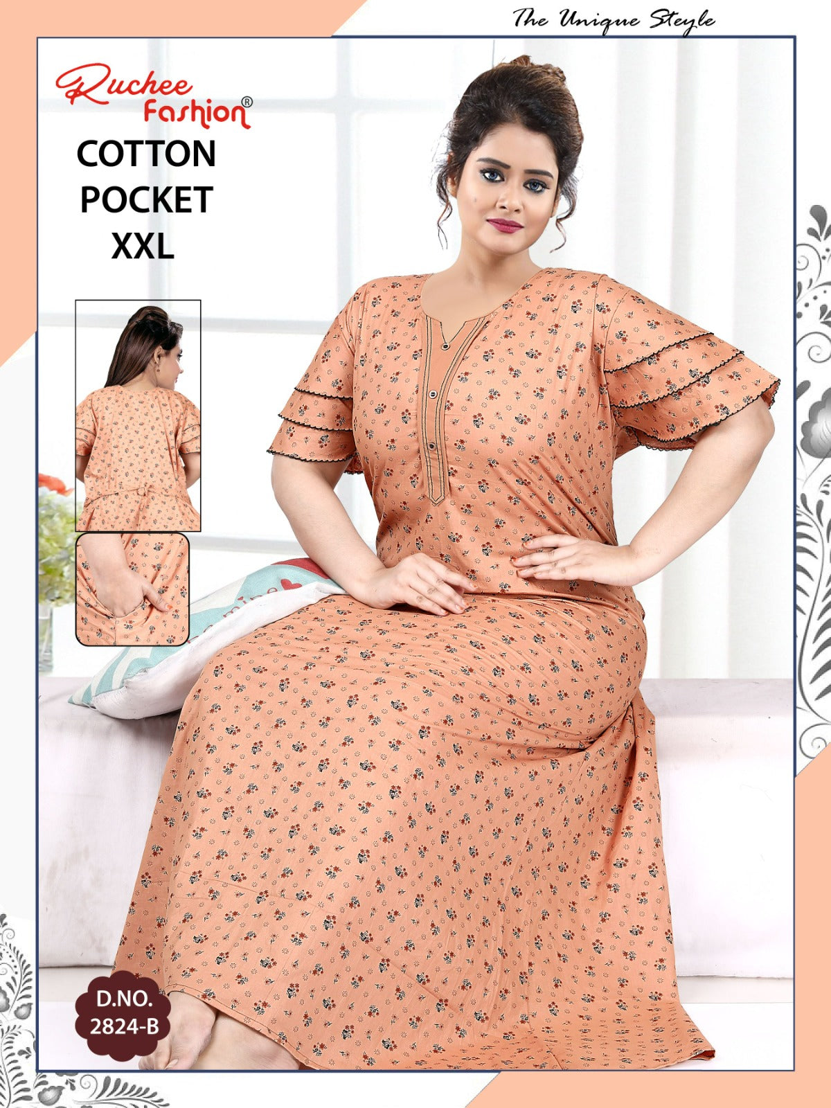 2Xl Size 230325 Ruchee Fashion Cotton Night Gowns Manufacturer Gujarat