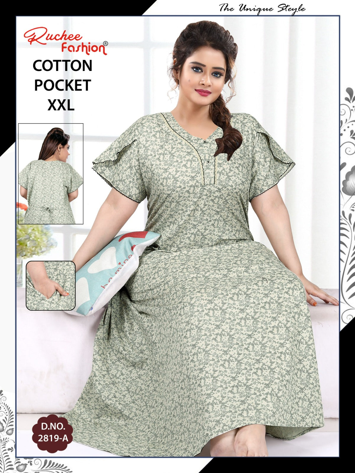 2Xl Size 230325 Ruchee Fashion Cotton Night Gowns Manufacturer Gujarat