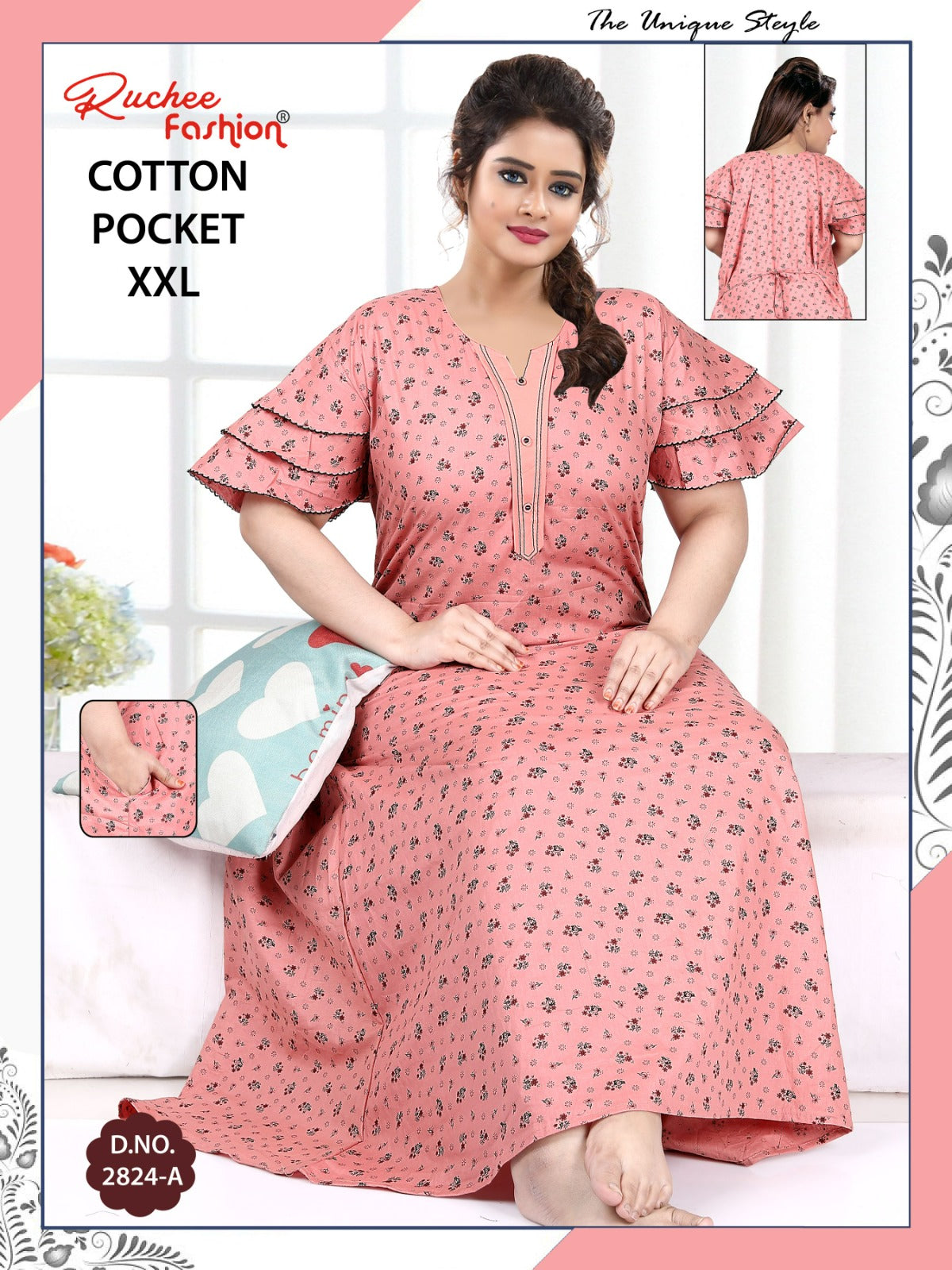 2Xl Size 230325 Ruchee Fashion Cotton Night Gowns Manufacturer Gujarat