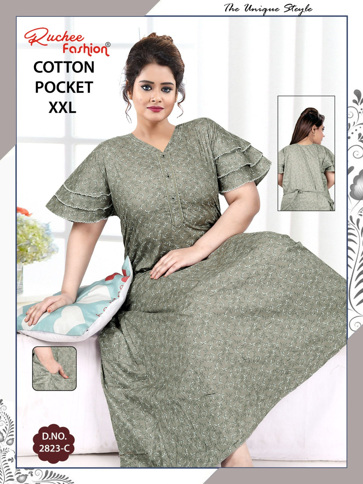 2Xl Size 230325 Ruchee Fashion Cotton Night Gowns Manufacturer Gujarat