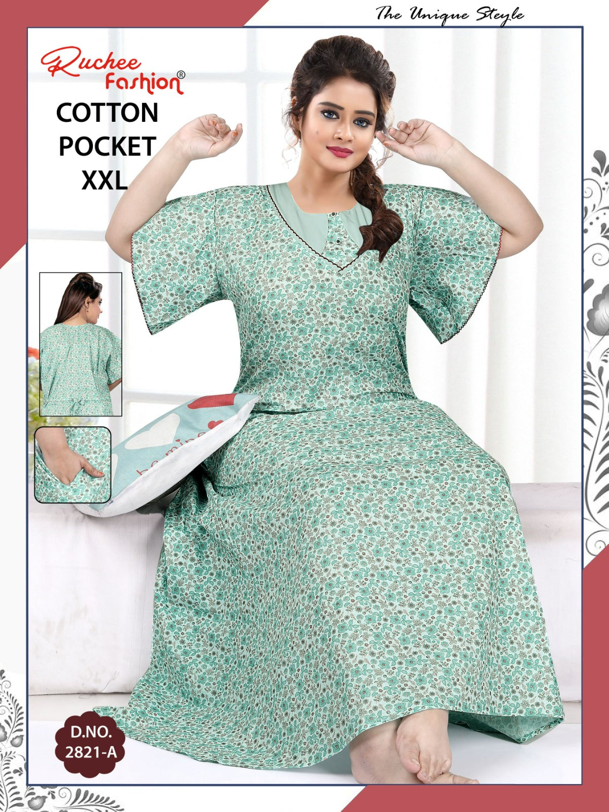 2Xl Size 230325 Ruchee Fashion Cotton Night Gowns Manufacturer Gujarat