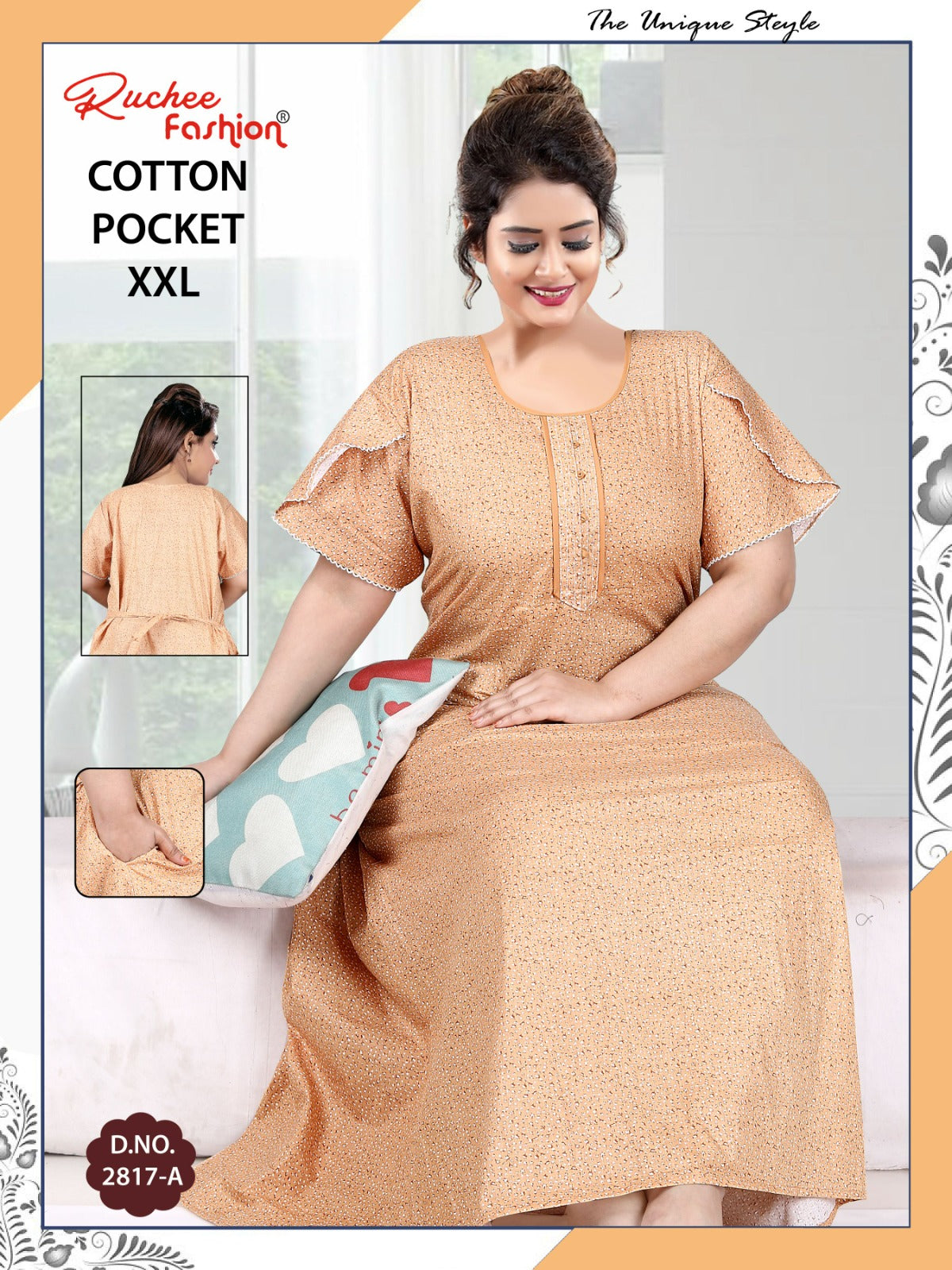2Xl Size 230325 Ruchee Fashion Cotton Night Gowns Manufacturer Gujarat
